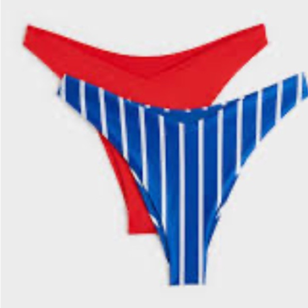 H&M Red and Blue Striped Bikini Bottoms